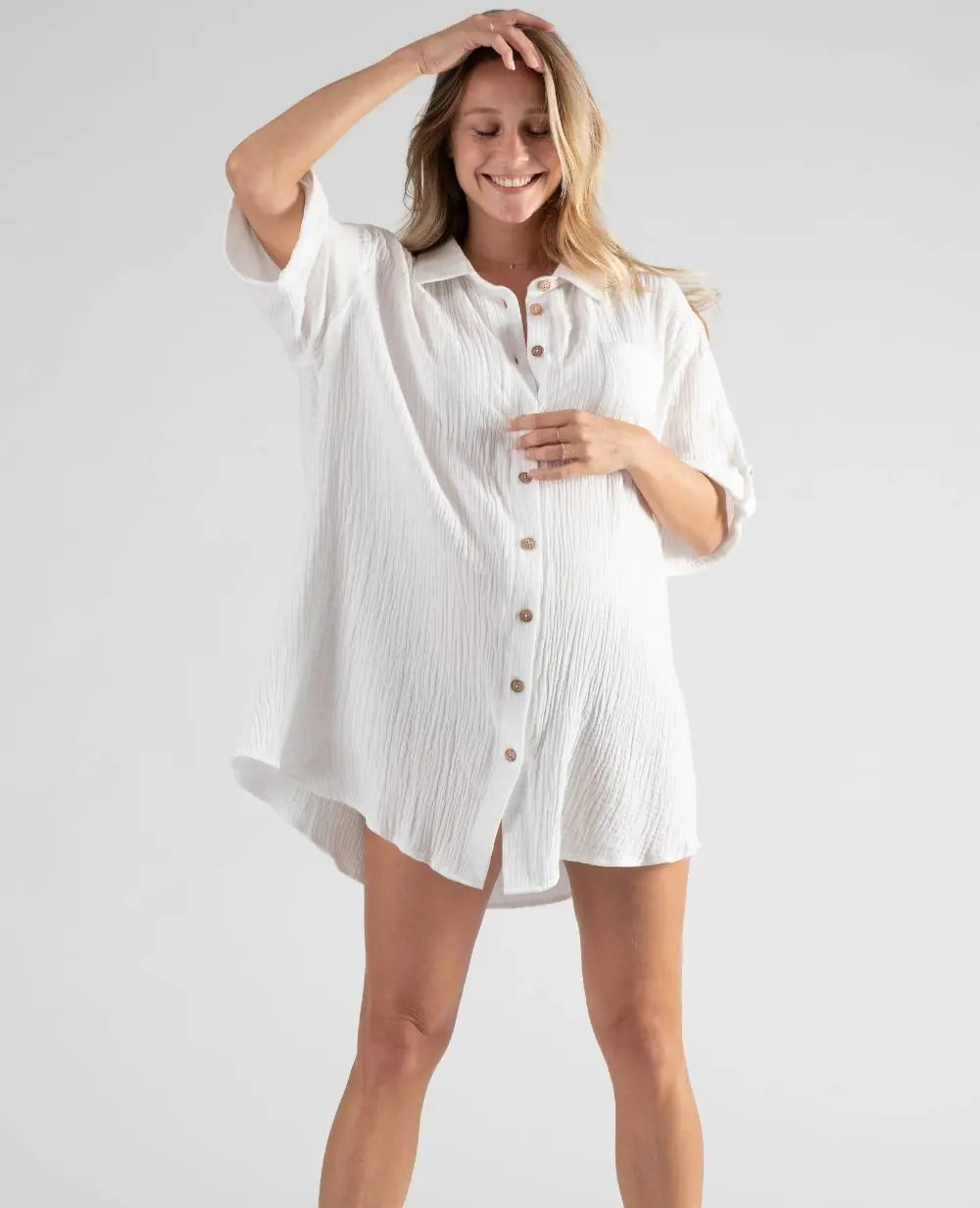 cache-c-ur-bertille-robe-chemise-grossesse-et-allaitement-blanc image 2