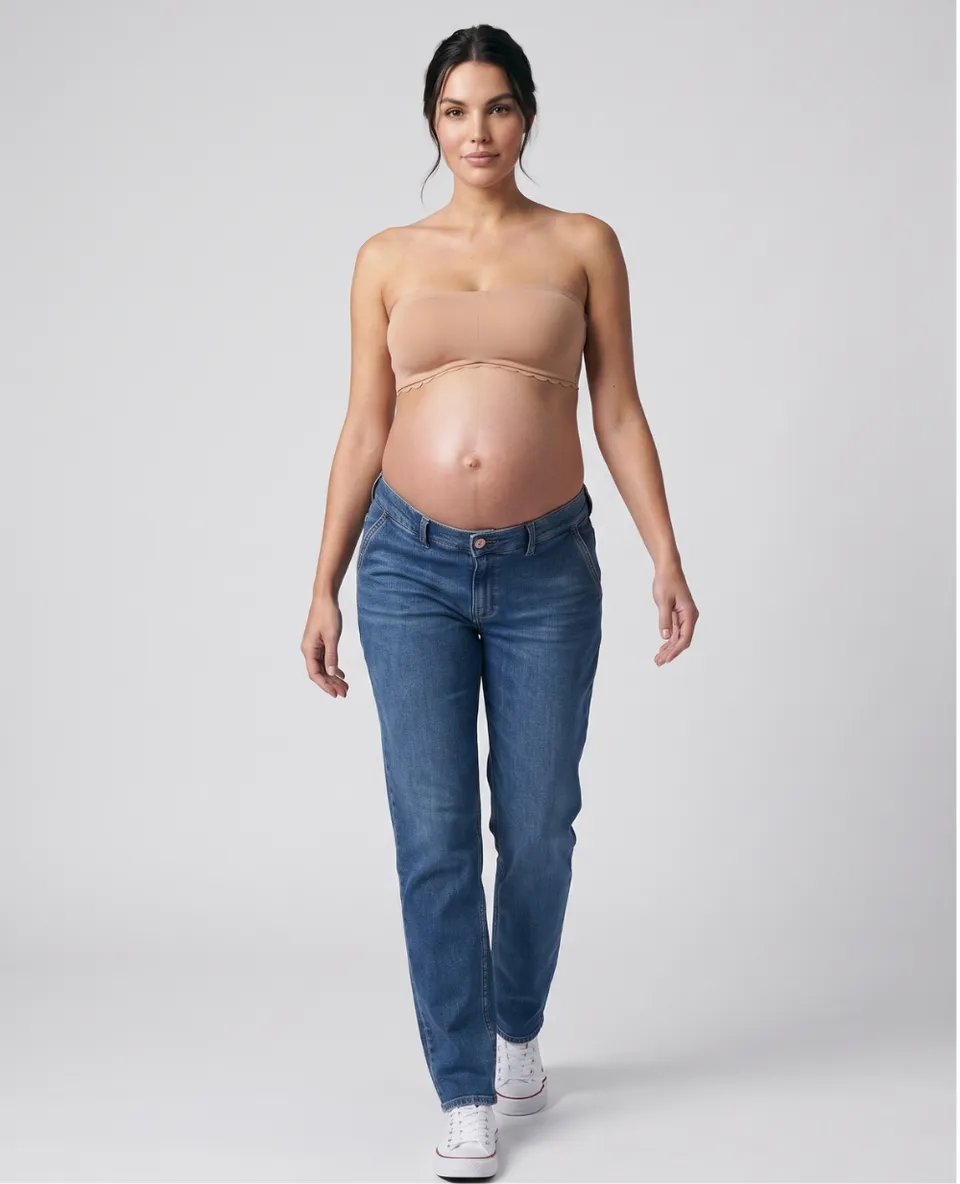 cache-c-ur-carrie-jean-de-grossesse-mom-fit-mid-blue-used image 1