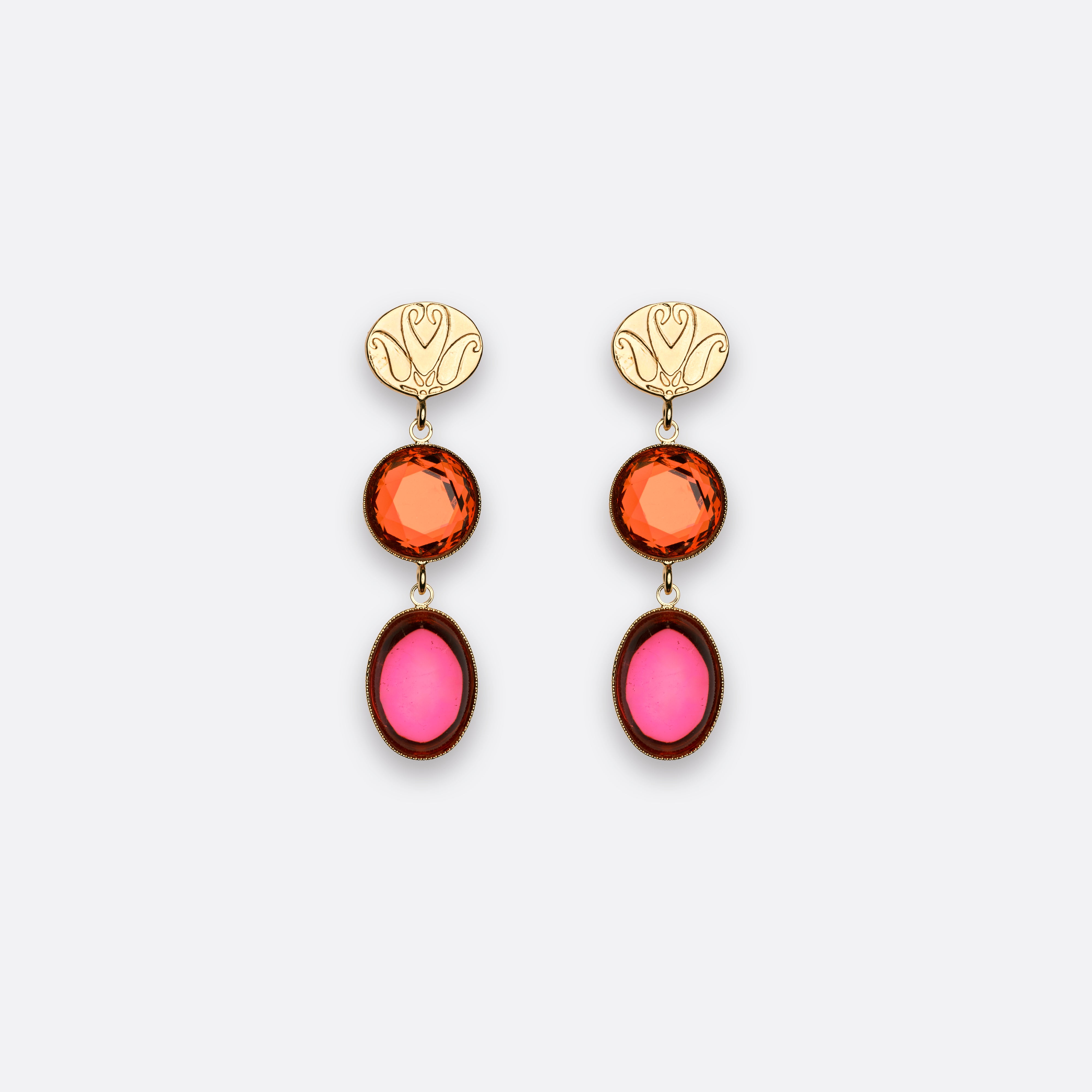 petrusse-boucles-d-oreilles-juliette-orange-fuchsia-dormouses-plaqu-or image 2