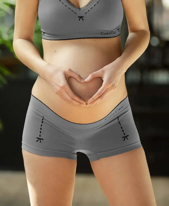 cache-c-ur-illusion-shorty-de-grossesse-gris image 1