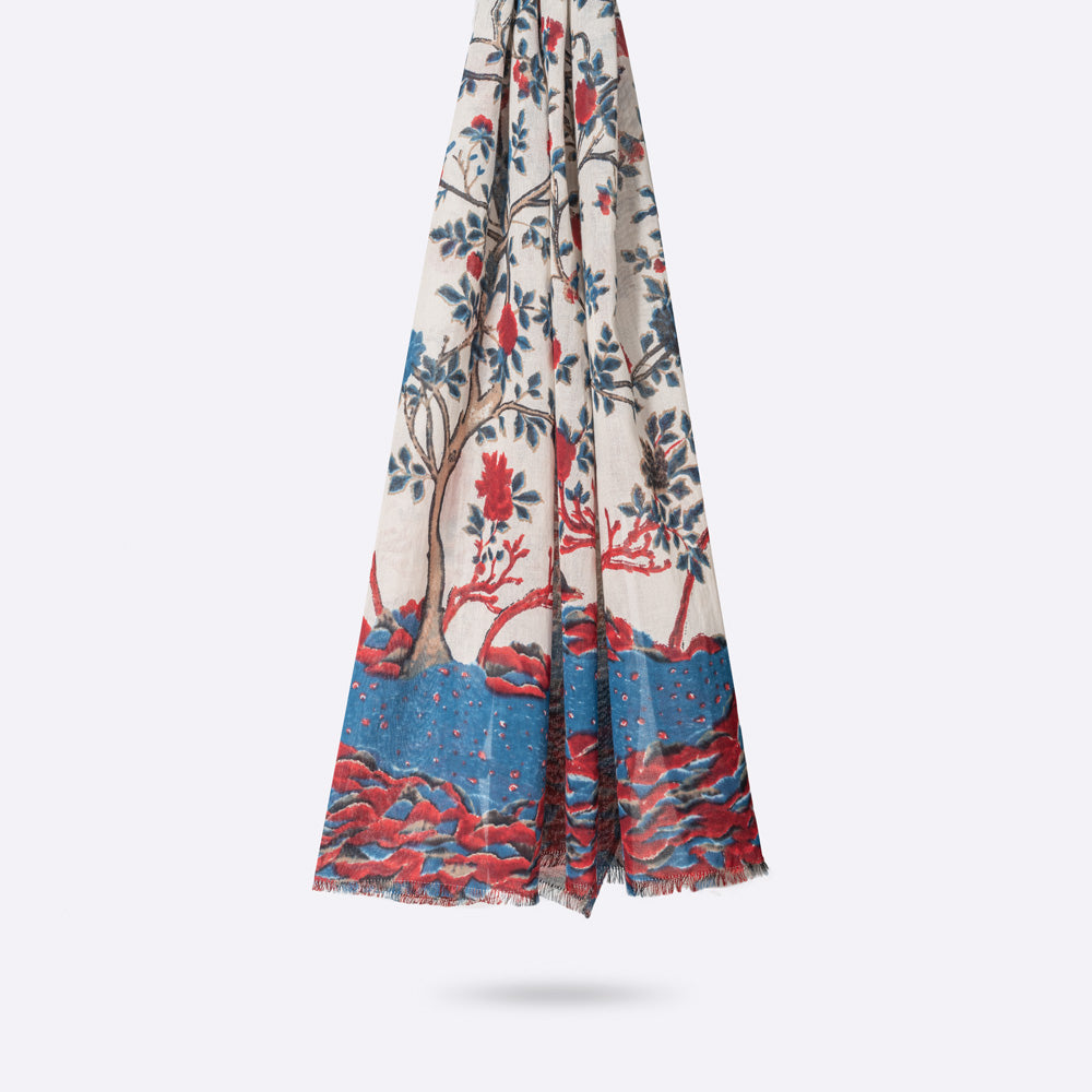 petrusse-l-orient-blanc-tole-coton-arbre-de-vie-bordure-lurex image 1