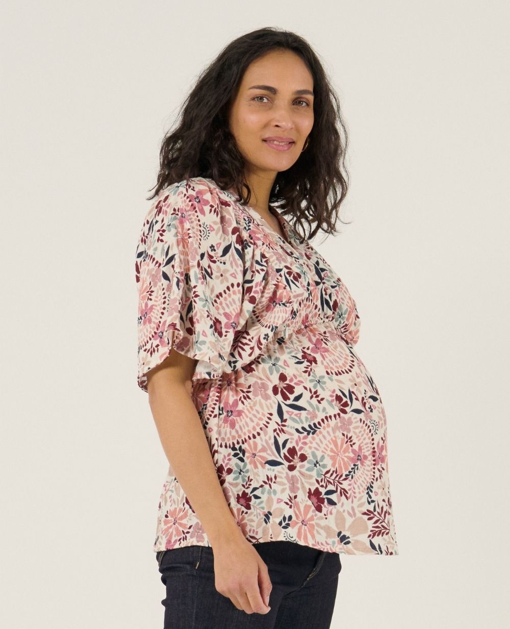 cache-c-ur-bella-blouse-chemise-d-allaitement-multicolore-manches-papillon image 3