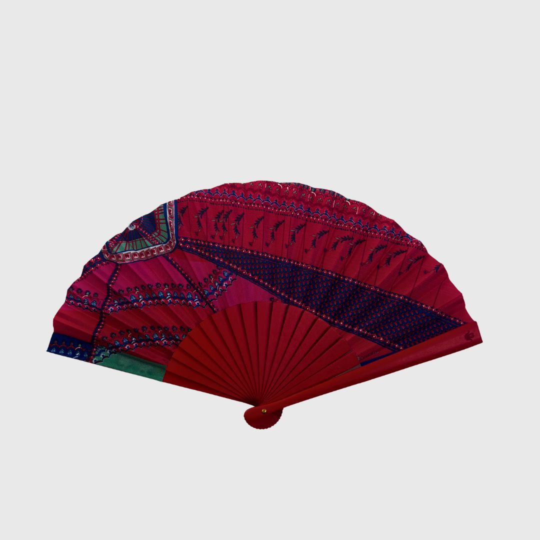 petrusse-ventail-sous-le-ciel-de-paris-bois-rouge-fuchsia-en-soie image 2
