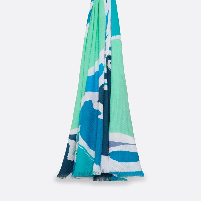 petrusse-calliope-emeraude-tole-coton-bio-gauffr-turquoise image 1