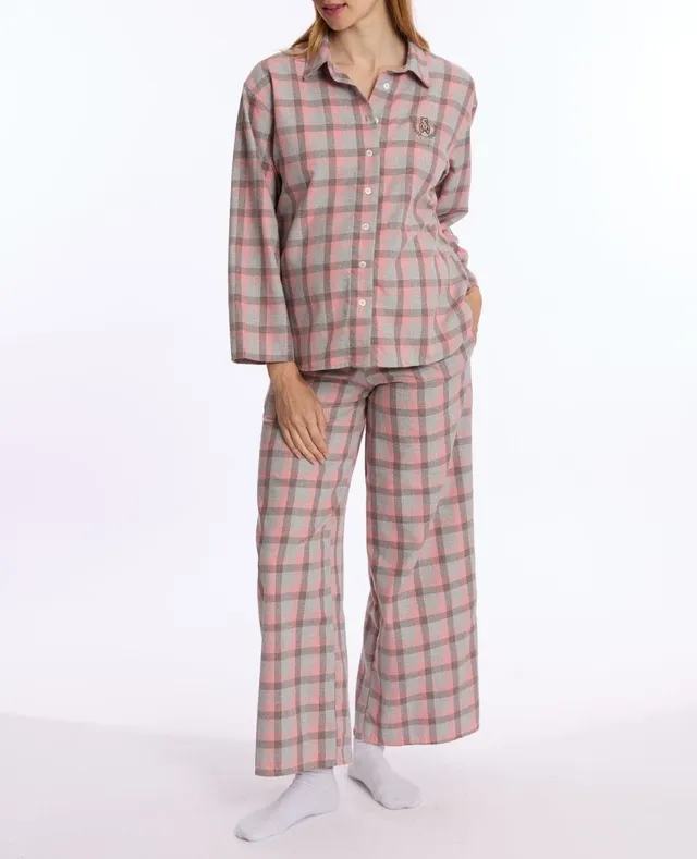 cache-c-ur-teddy-pyjama-de-grossesse-et-d-allaitement-gris-carreaux image 1