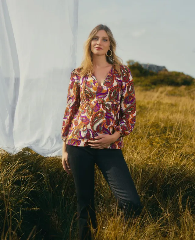 cache-c-ur-latina-blouse-grossesse-et-allaitement-manches-ballon-multico image 1