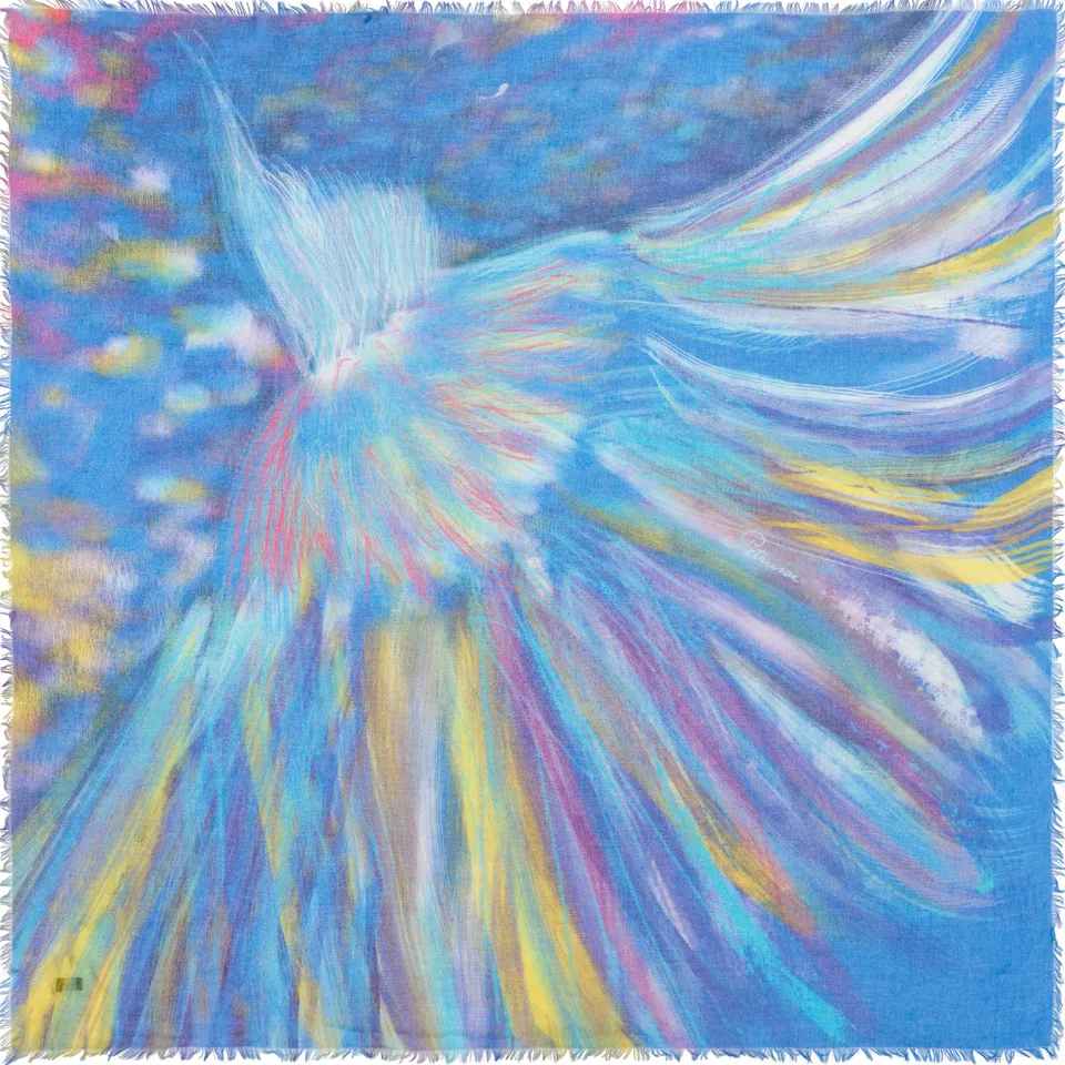 petrusse-carr-coton-130-froufrou-bleu-tole-130x130-cm image 1