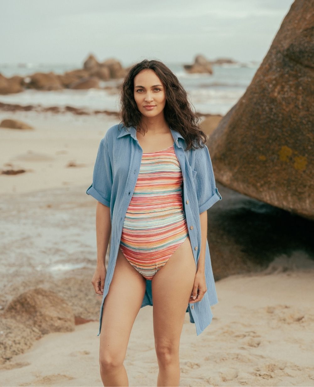 cache-c-ur-robe-chemise-courte-oversize-d-allaitement-bertille-bleu image 6