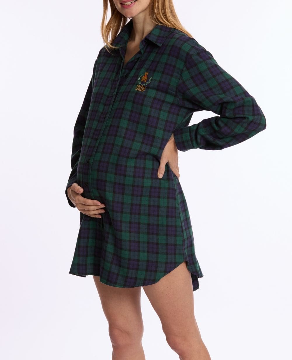 cache-c-ur-teddy-chemise-de-nuit-grossesse-et-allaitement-vert image 2