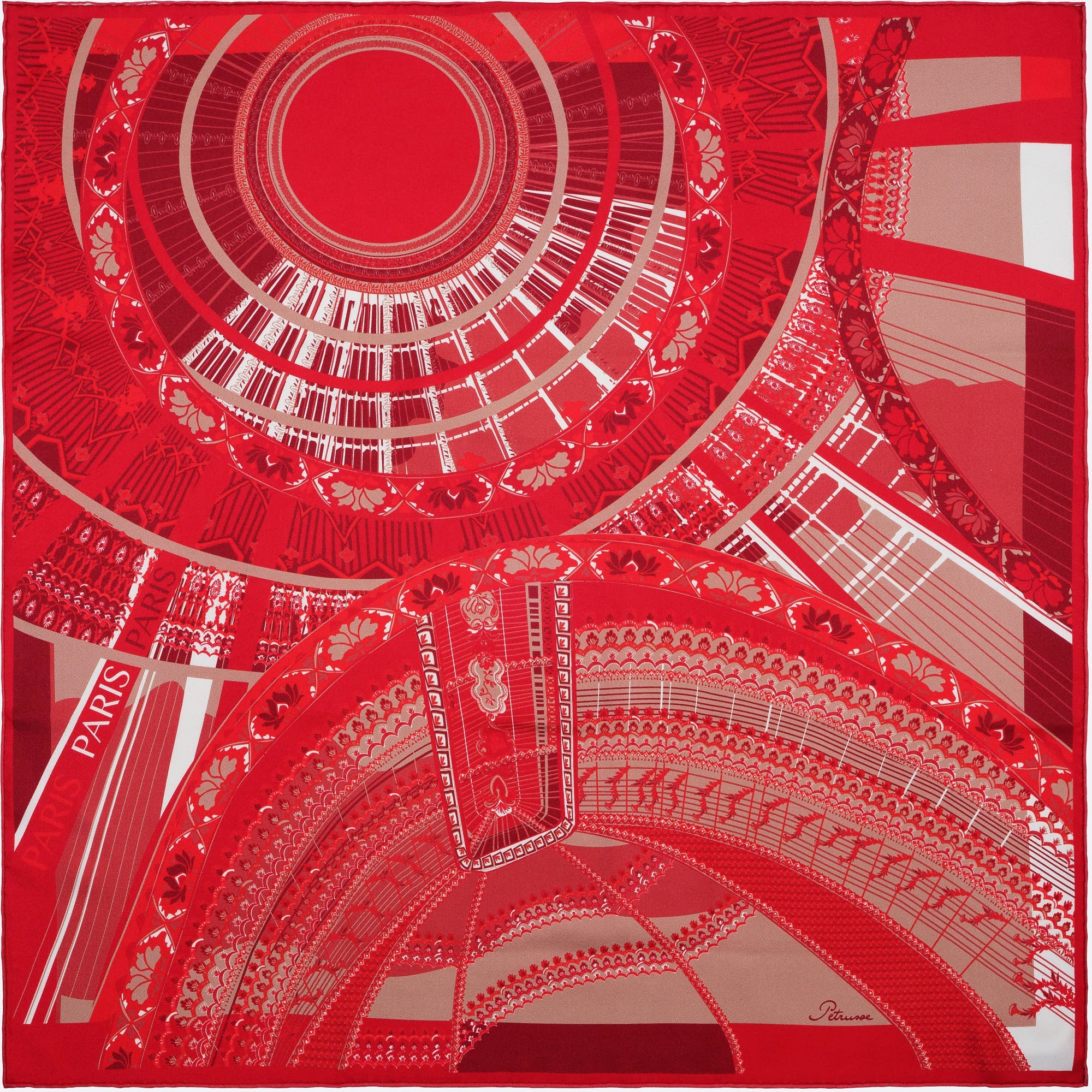 petrusse-petit-carr-soie-65-sous-le-ciel-de-paris-rouge-bandana image 2