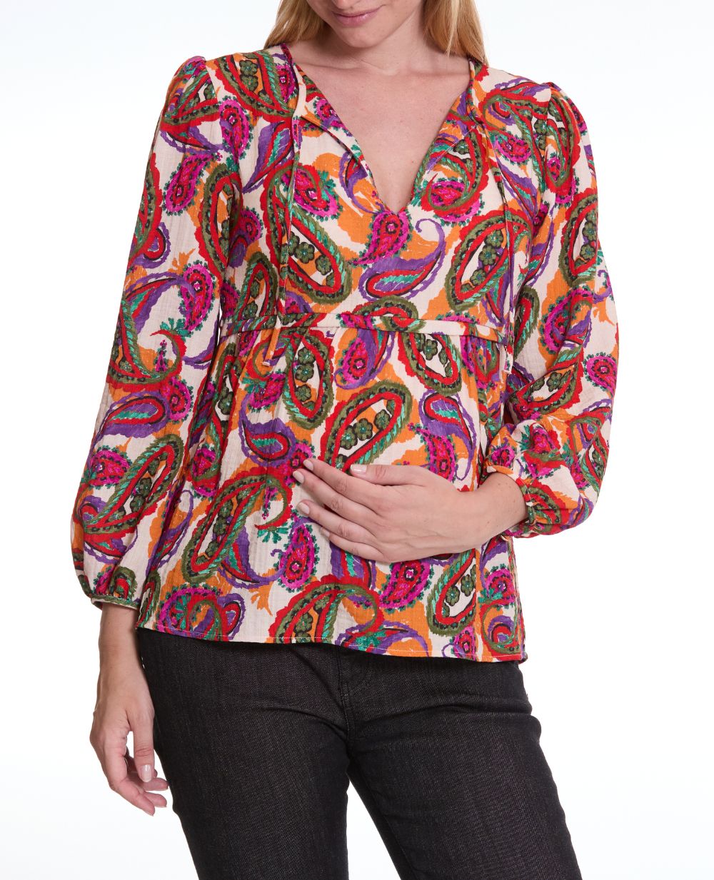 cache-c-ur-latina-blouse-grossesse-et-allaitement-manches-ballon-multico image 5