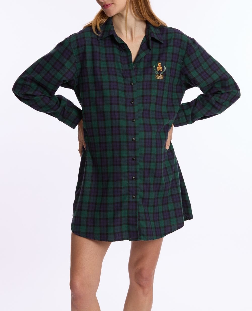 cache-c-ur-teddy-chemise-de-nuit-grossesse-et-allaitement-vert image 4