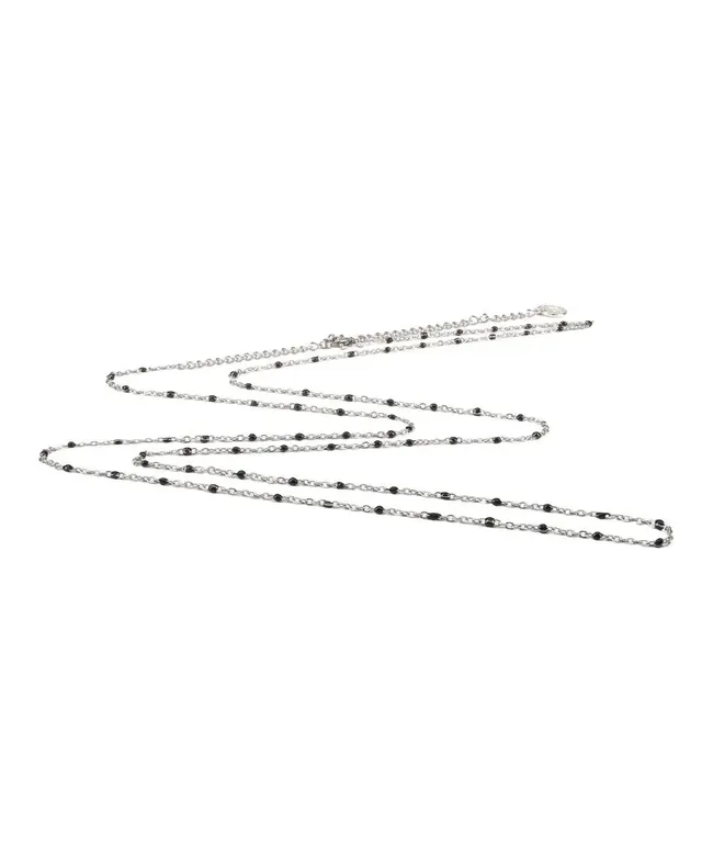 cache-c-ur-cha-ne-bola-de-grossesse-ajustable-argent-e-perles-noires image 1