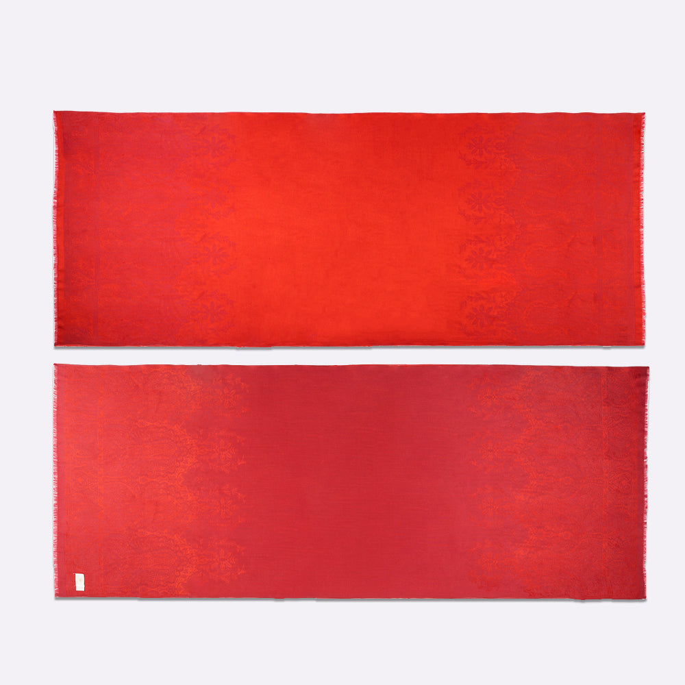 petrusse-tole-palma-vermillon-jacquard-soie-et-laine-cachemire image 2