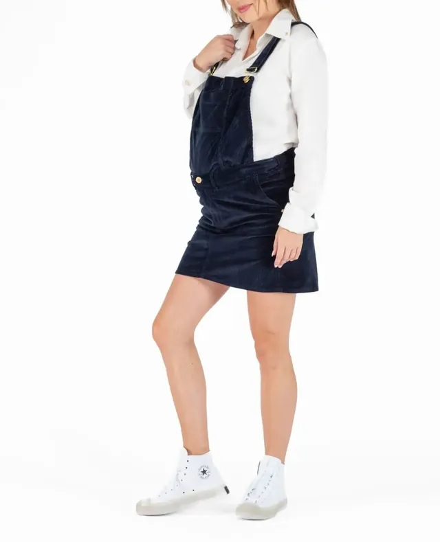cache-c-ur-jupe-salopette-de-grossesse-en-velours-bonnie-marine image 1
