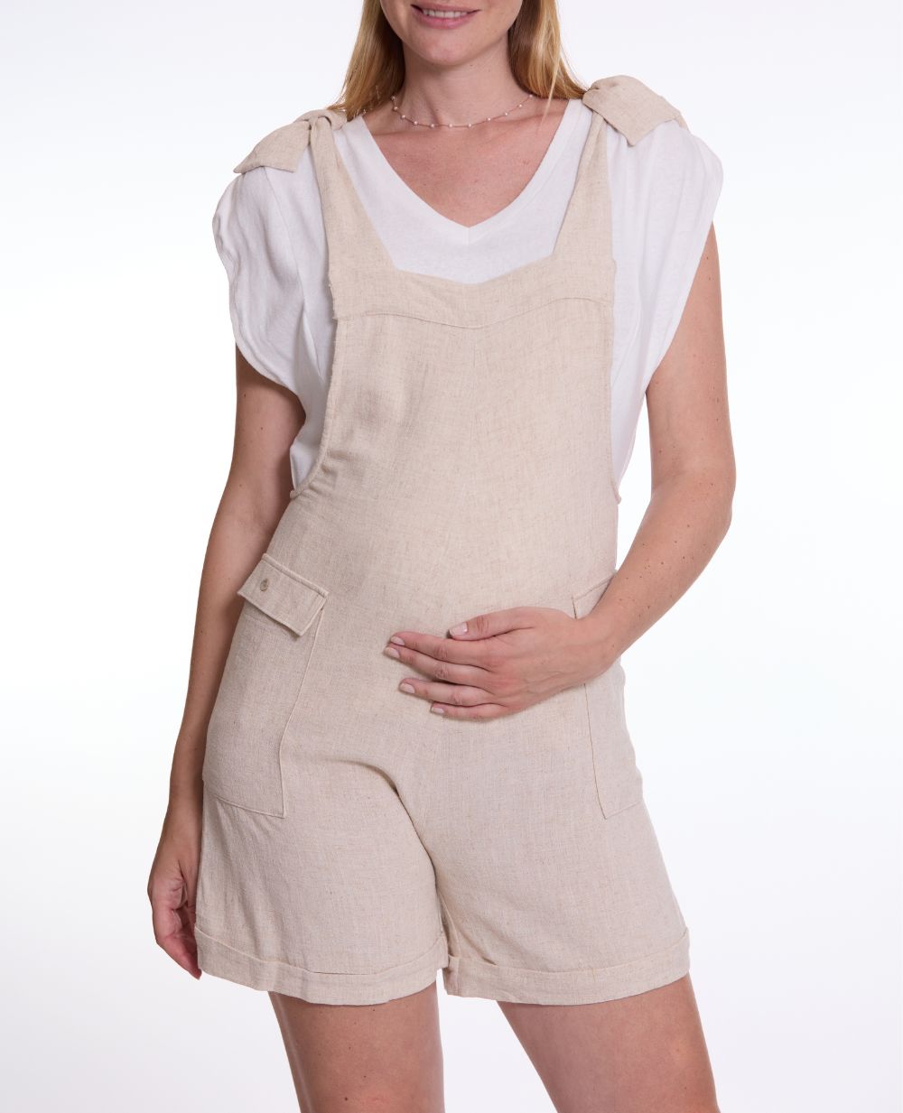 cache-c-ur-eloise-salopette-short-de-maternit-naturel image 3