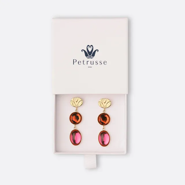 petrusse-boucles-d-oreilles-juliette-orange-fuchsia-dormouses-plaqu-or image 1