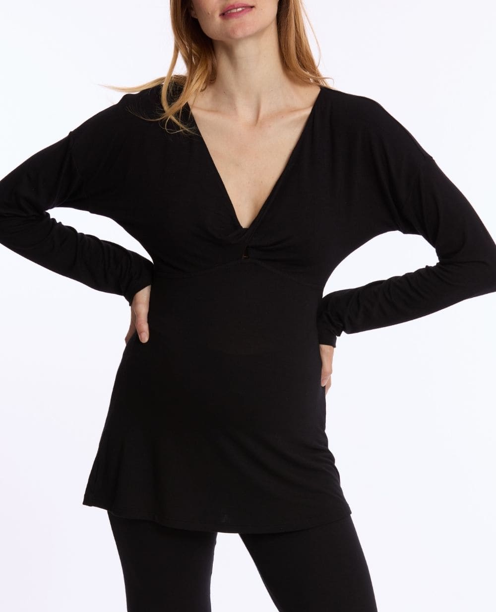 cache-c-ur-louna-t-shirt-grossesse-et-allaitement-manches-longues-noir image 5