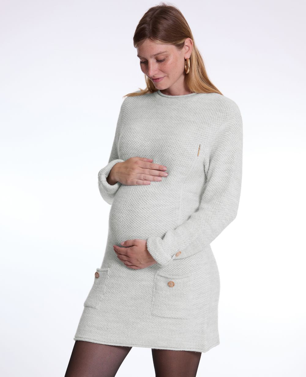 cache-c-ur-honey-robe-pull-grossesse-et-allaitement-gris-perle image 3