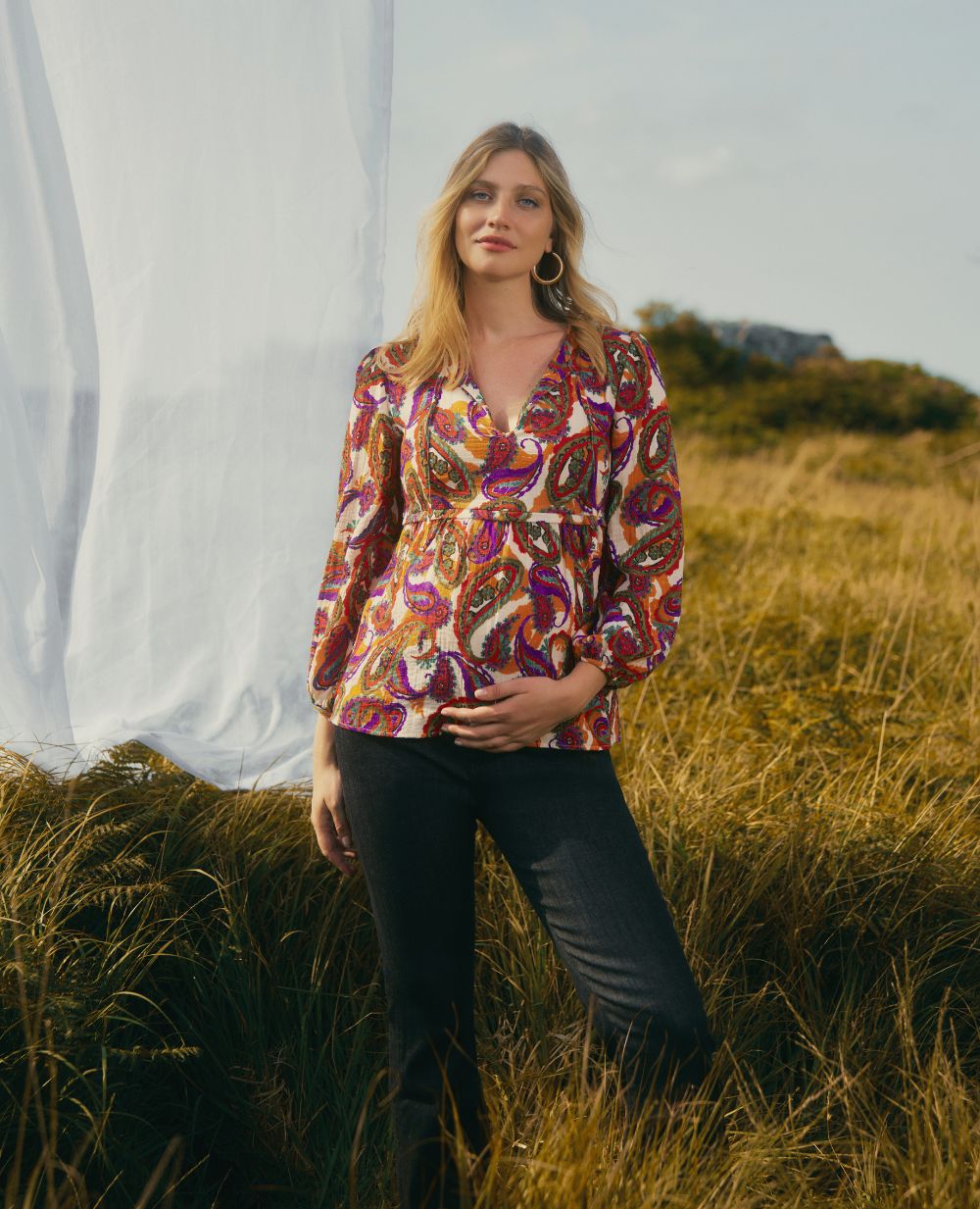 cache-c-ur-latina-blouse-grossesse-et-allaitement-manches-ballon-multico image 1