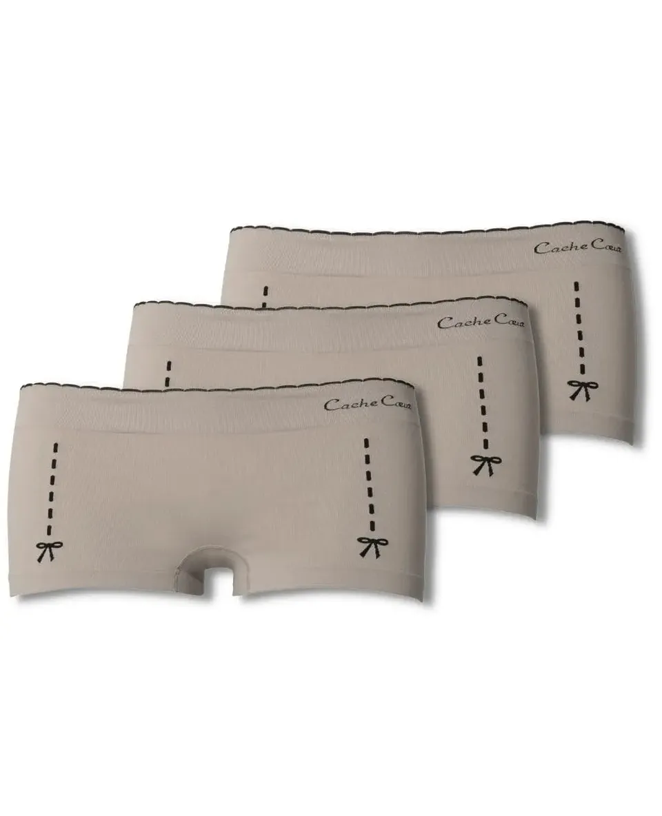 cache-c-ur-lot-de-3-shorty-de-grossesse-illusion-beige image 1