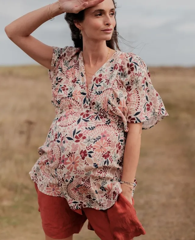 cache-c-ur-bella-blouse-chemise-d-allaitement-multicolore-manches-papillon image 1