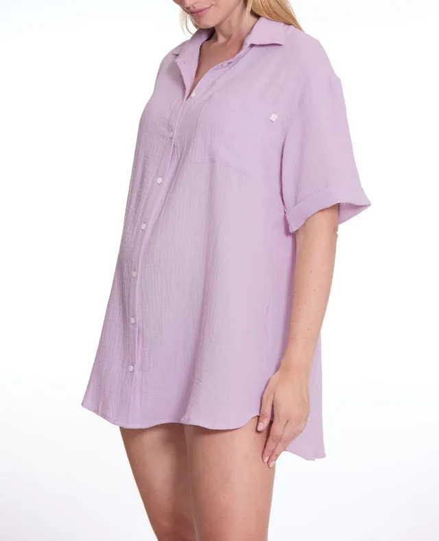 cache-c-ur-ice-cream-chemise-de-nuit-maternit-allaitement-lilas-gaze-coton-bio image 1