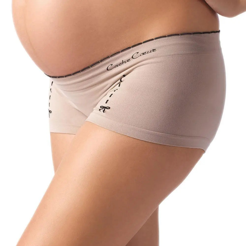 cache-c-ur-lot-de-3-shorty-de-grossesse-illusion-beige image 2