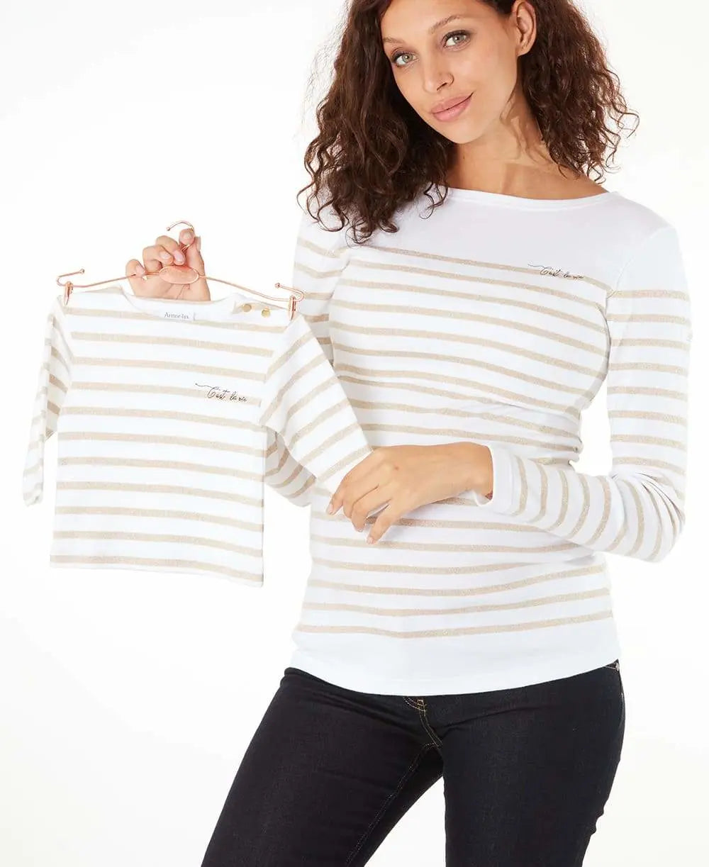 cache-c-ur-morgat-b-b-marini-re-blanc-dor-lurex-manches-longues image 2