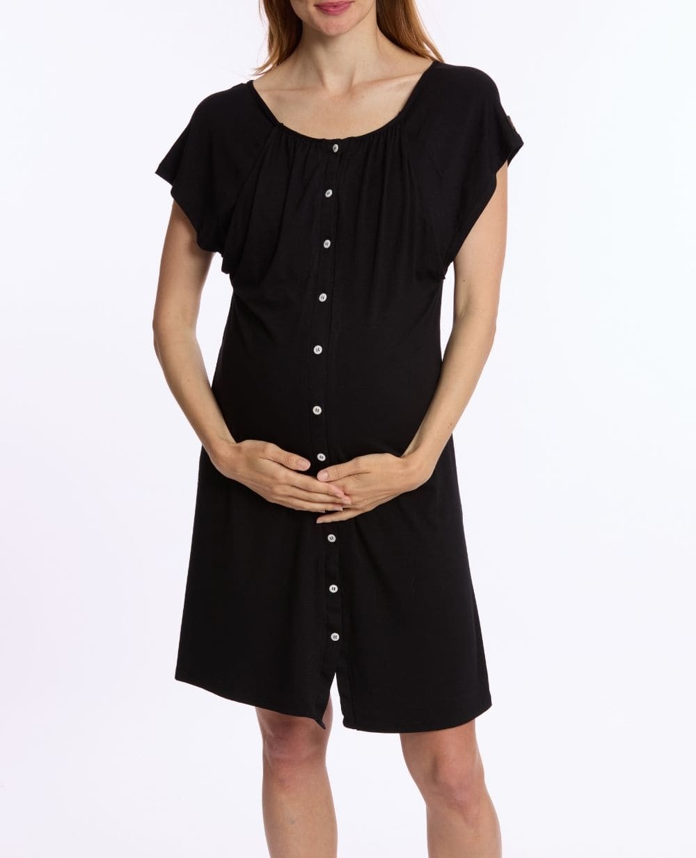 cache-c-ur-chemise-de-nuit-maternit-et-allaitement-louna-noir image 2