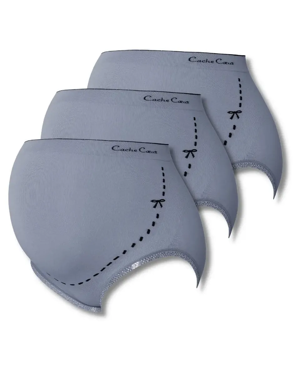 cache-c-ur-lot-de-3-maxi-culottes-de-grossesse-illusion-gris image 1