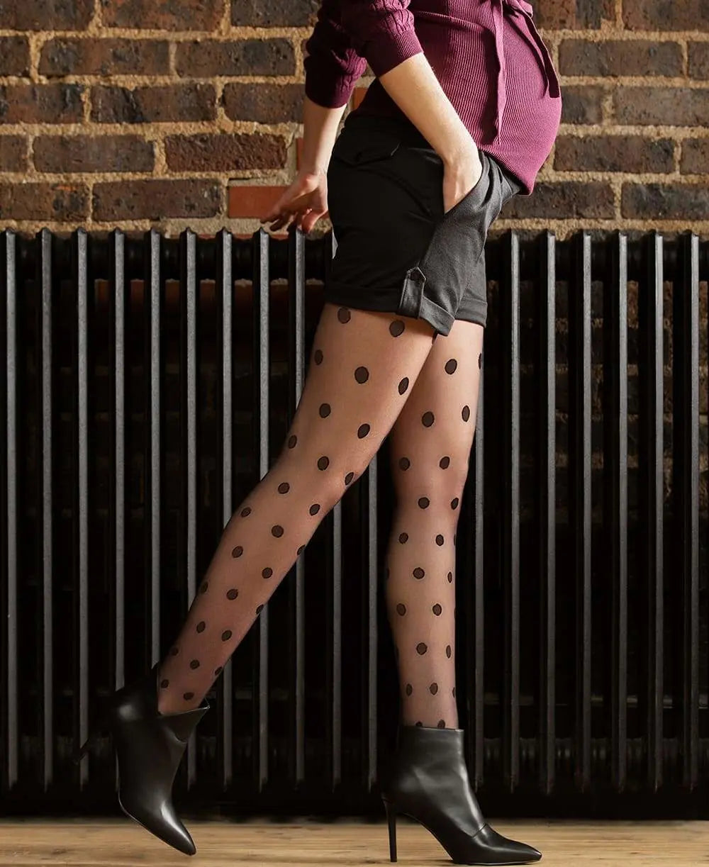 cache-c-ur-confetti-collant-de-grossesse-fin-20-deniers-noir-pois image 2