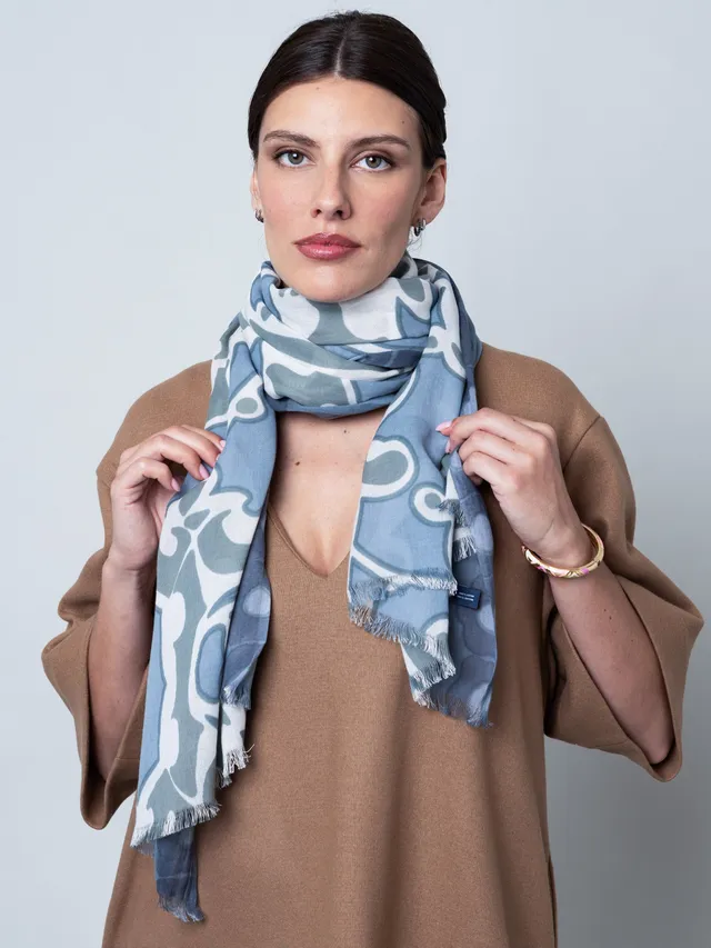 petrusse-volute-denim-tole-coton-70x200-cm-franges-2 image 1
