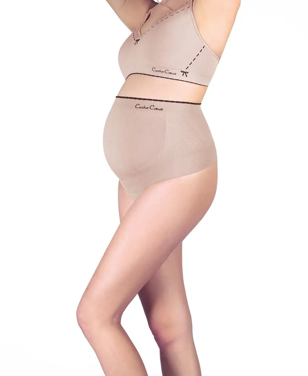 cache-c-ur-illusion-ceinture-de-maintien-de-grossesse-beige image 2