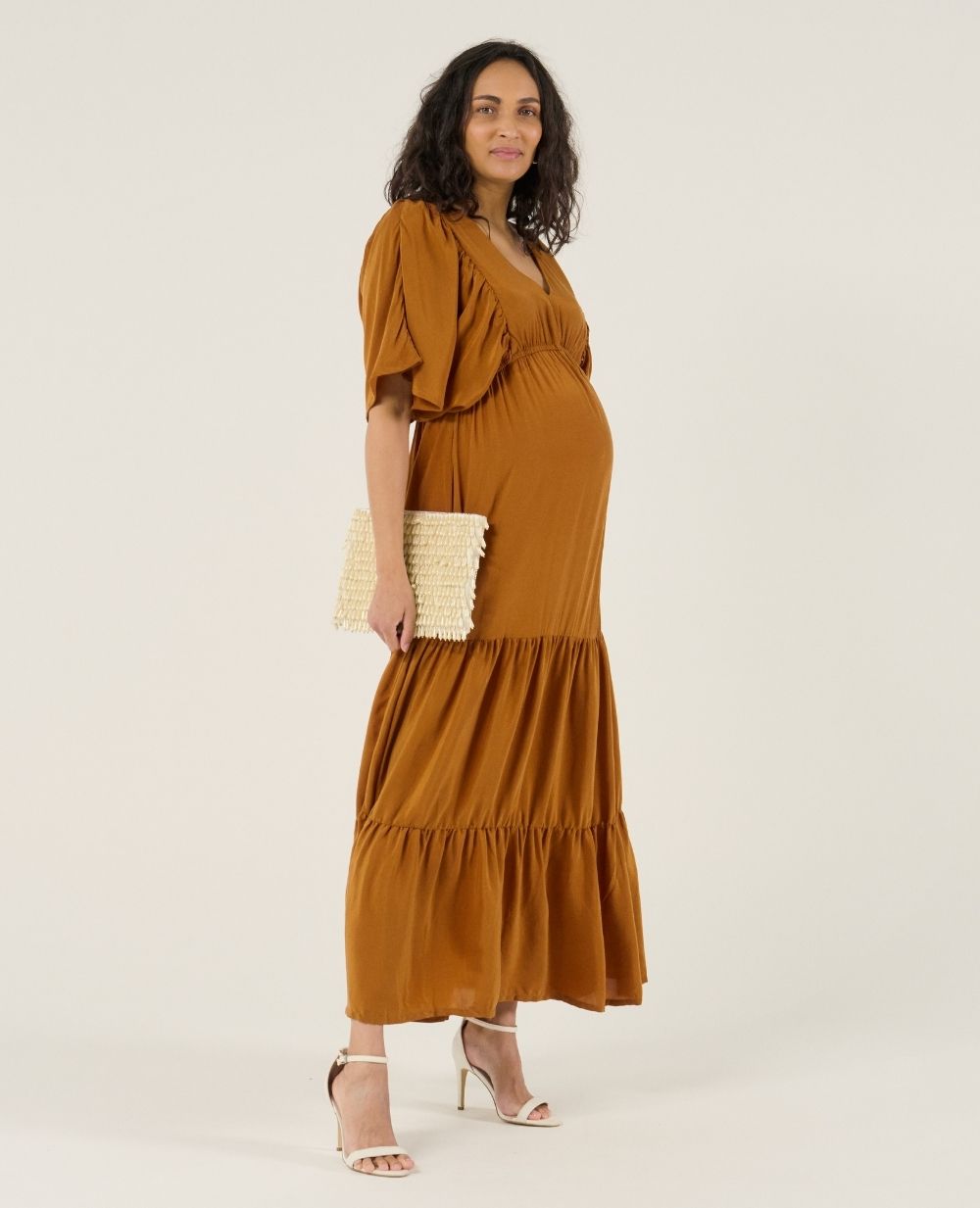 cache-c-ur-robe-longue-de-maternit-claudette-camel image 2