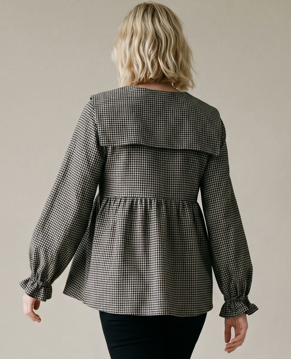 cache-c-ur-amandine-blouse-d-allaitement-noir-beige-carreaux image 3