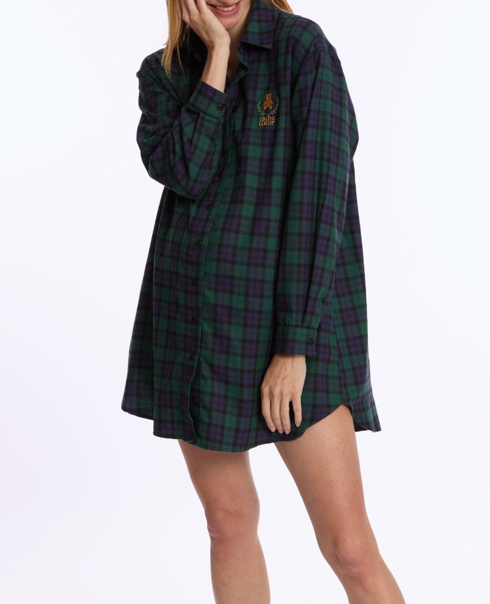 cache-c-ur-teddy-chemise-de-nuit-grossesse-et-allaitement-vert image 3