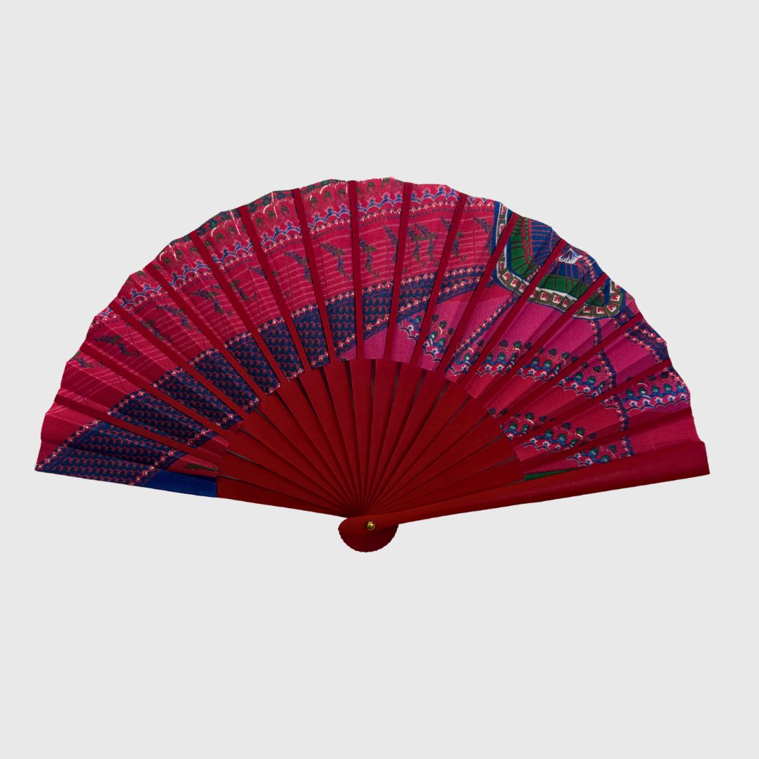 petrusse-ventail-sous-le-ciel-de-paris-bois-rouge-fuchsia-en-soie image 3