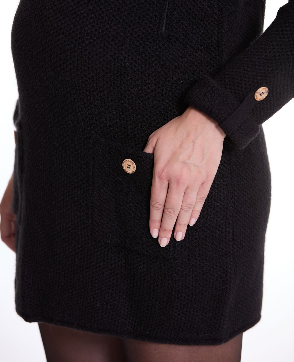 cache-c-ur-robe-pull-grossesse-et-allaitement-honey-noir-maille image 5