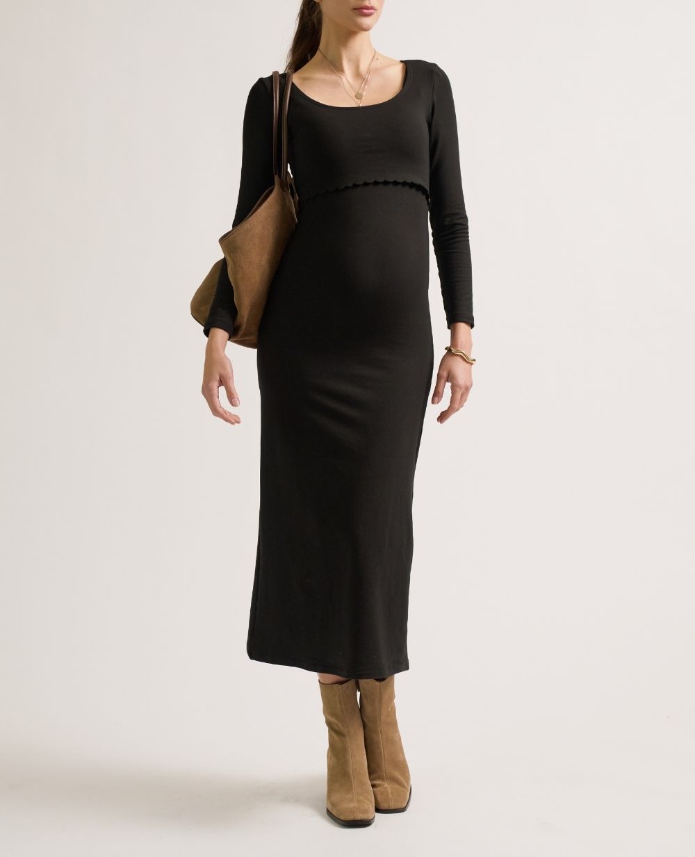 cache-c-ur-mathilde-robe-de-grossesse-et-allaitement-noir-manches-longues image 5