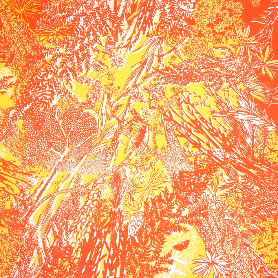 petrusse-eve-orange-carr-soie-90cm-jungle-botanique image 1