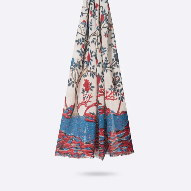 petrusse-l-orient-blanc-tole-coton-arbre-de-vie-bordure-lurex image 1