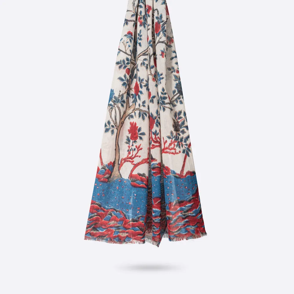petrusse-l-orient-blanc-tole-coton-arbre-de-vie-bordure-lurex image 1