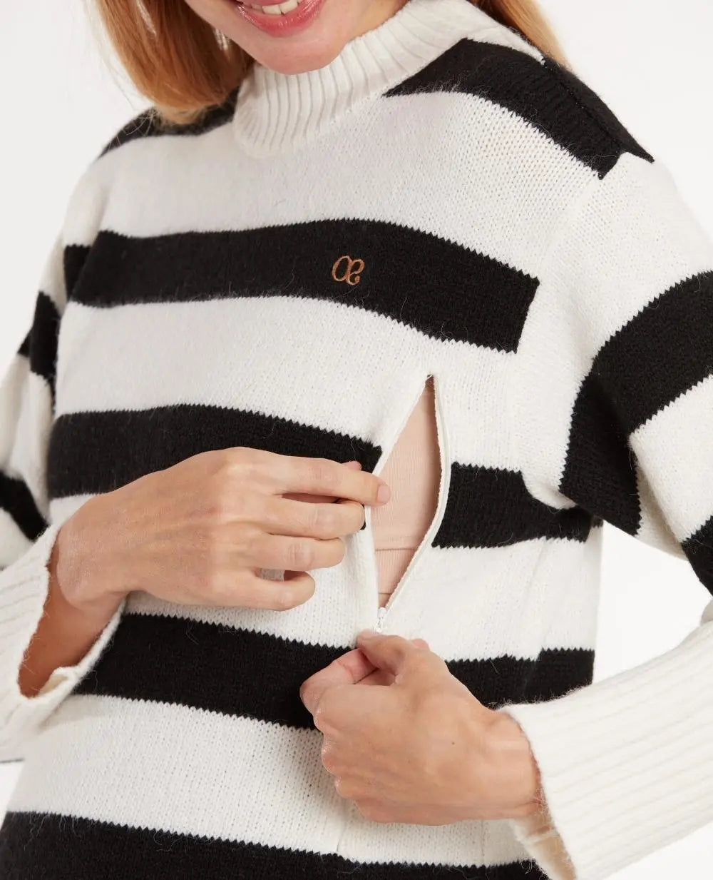cache-c-ur-robe-pull-de-grossesse-et-d-allaitement-normandie-noir-blanc image 4