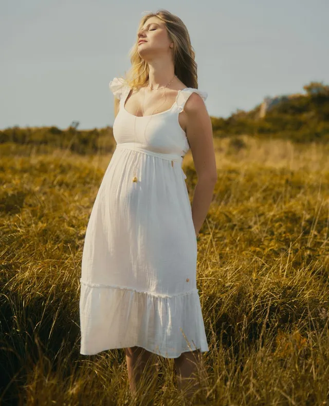 cache-c-ur-melody-robe-grossesse-et-allaitement-gaze-coton-bio-blanc image 1
