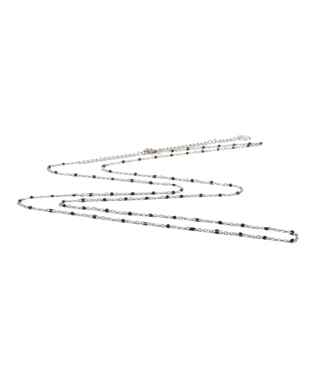cache-c-ur-cha-ne-bola-de-grossesse-ajustable-argent-e-perles-noires image 1