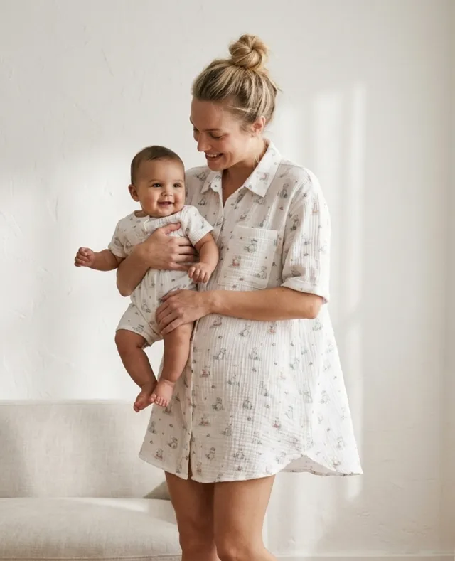 cache-c-ur-elinor-chemise-de-nuit-maternit-et-allaitement-multicolore-petit-ours image 1