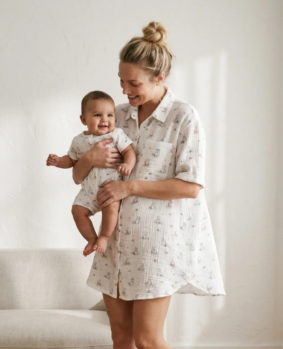 cache-c-ur-elinor-chemise-de-nuit-maternit-et-allaitement-multicolore-petit-ours image 1