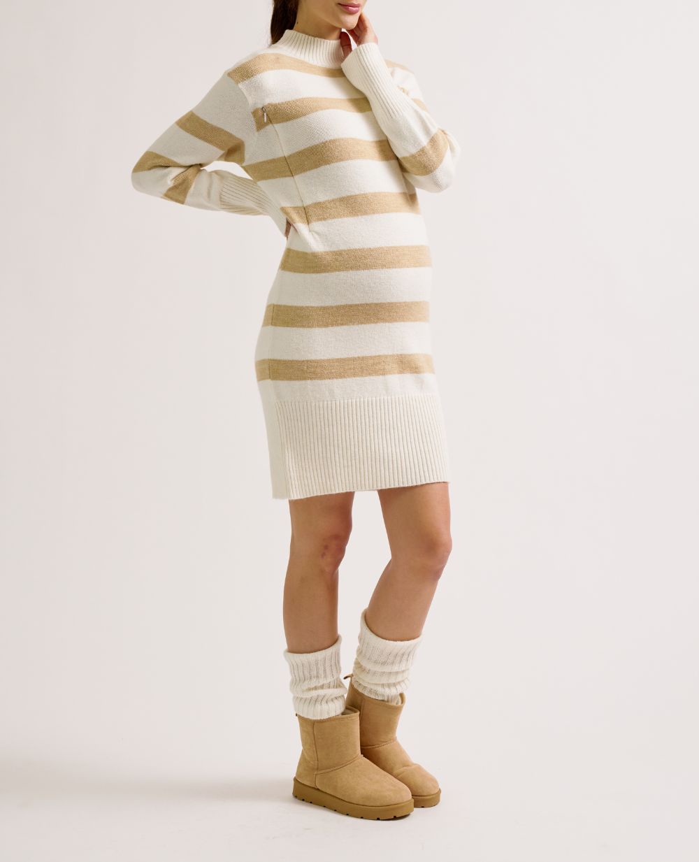 cache-c-ur-robe-pull-grossesse-et-allaitement-normandie-beige-ivoire image 2