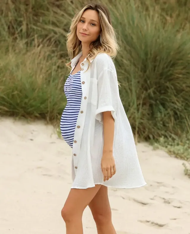 cache-c-ur-bertille-robe-chemise-grossesse-et-allaitement-blanc image 1